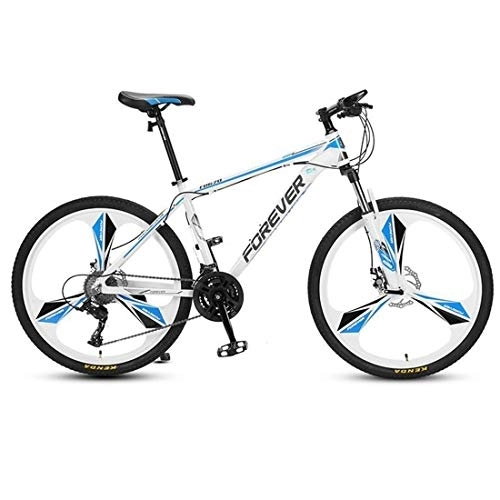 Mountainbike : Kays Mountainbike Mountainbike, 26 Zoll Stahl-Rahmen Hardtail Fahrräder, Doppelscheibenbremse und Vorderradfederung, 24-Gang (Color : Blue)