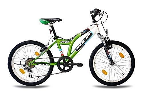 Mountainbike : KCP 20 Zoll Mountainbike Kinderfahrrad - JETT SF Weiss grün - Hardtail Kinder Fahrrad für Jungen und Mädchen mit 6 Gang Shimano Schaltung - für Kinder zwischen 6-9 Jahre und 1, 20-1, 40m Körpergröße