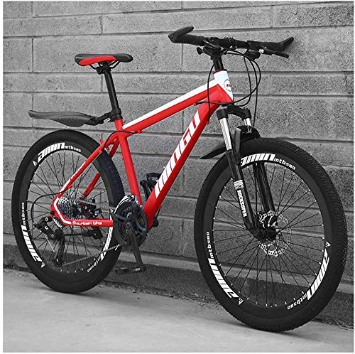 Mountainbike : KEMANDUO Mountainbike 26 Zoll weiß Speichen rot London Doppelrahmen Fahrradscheibenbremse mit Einer harten Einstellung des Sitzes, Mountainbike Geschwindigkeit 21 / 24 / 27 / 30, 27 Speed