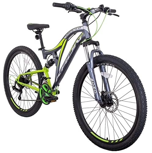 Mountainbike : KRON ARES 4.0 Fully MTB 27.5 Zoll Jugend Erwachsene| Mountainbike 21 Gang Shimano, Scheibenbremse, 16.5 Zoll Rahmen, Vollfederung, Grün