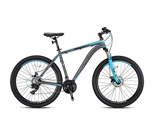 Mountainbike : KRON XC-100 Hardtail Aluminium Mountainbike 29 Zoll, 21 Gang Shimano Kettenschaltung mit Scheibenbremse | 18 Zoll Rahmen MTB Erwachsenen- und Jugendfahrrad | Grau & Blau