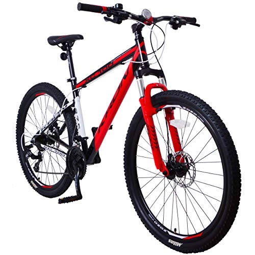 Mountainbike : KRON XC-100 Hardtail Aluminium Mountainbike 29 Zoll, 21 Gang Shimano Kettenschaltung mit Scheibenbremse | 18 Zoll Rahmen MTB Erwachsenen- und Jugendfahrrad | Schwarz & Rot
