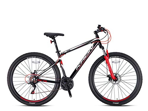 Mountainbike : Kron XC75 Alu Mountainbike 26 Zoll Scheibenbremsen / V-Bremsen, Jugend und Erwachsenen Fahrrad (17 Zoll / 44cm, Schwarz Rot / Scheibenbremsen)