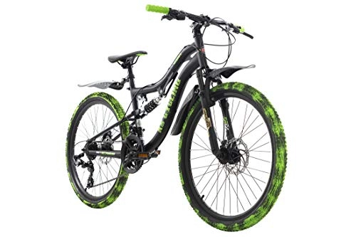 Mountainbike : KS Cycling Kinderfahrrad MTB Fully 24'' Crusher schwarz-grün RH 36 cm