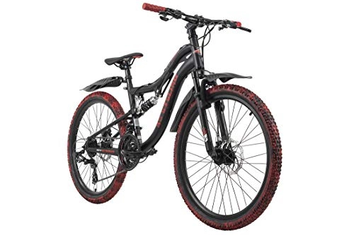 Mountainbike : KS Cycling Kinderfahrrad MTB Fully 24'' Crusher schwarz-rot RH 36 cm