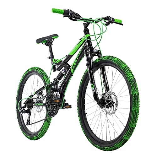 Mountainbike : KS Cycling Mountainbike Fully Kinderfahrrad 24'' Crusher schwarz-grün RH 41 cm