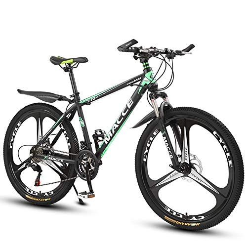 Mountainbike : KUKU High-Carbon-Stahl-Mountainbike 26 Zoll, 21-Gang-Mountainbike Für Erwachsene, Vollgefedertes Mountainbike, Geeignet Für Sport- Und Radsportbegeisterte, Black and Green