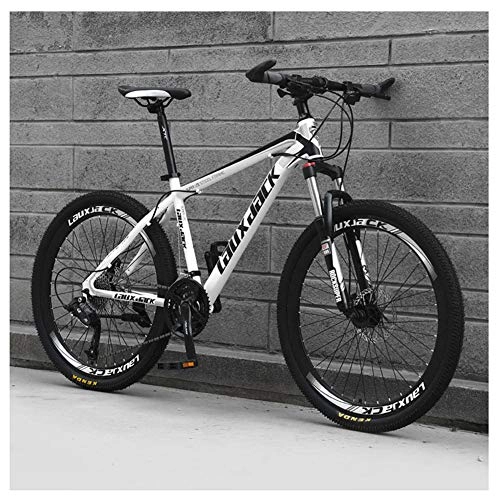 Mountainbike : KXDLR 26" Adult Mountainbike, 27-Gang-Schaltung Vorderradfederung Mit Variabler Geschwindigkeit High-Carbon Stahl Mountain Bike, Weiß