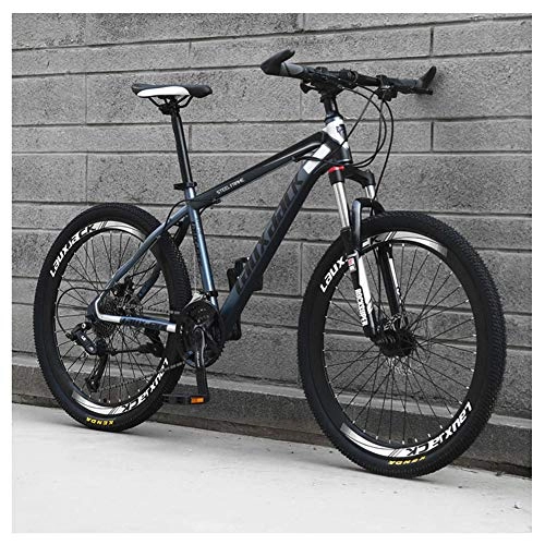 Mountainbike : KXDLR 26 Zoll Mountainbike, High-Carbon Stahlrahmen, Doppelscheibenbremse Und Suspensions, 27 Geschwindigkeiten, Unisex, Grau