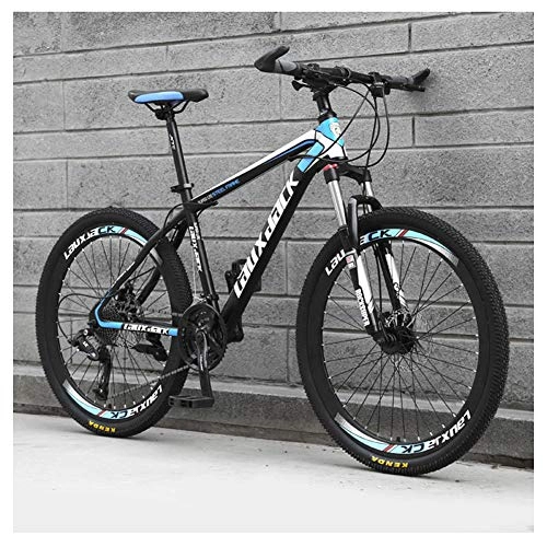 Mountainbike : KXDLR 26 Zoll Mountainbike, High-Carbon Stahlrahmen, Doppelscheibenbremse Und Suspensions, 27 Geschwindigkeiten, Unisex, Schwarz
