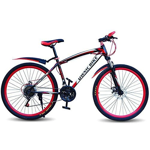Mountainbike : laonie Mountain Bike Adult Variable Speed Men's and Women's 26 inch Off-Road Racing Light Student Gift Bicycle-Black red_26 inches x 17 inches