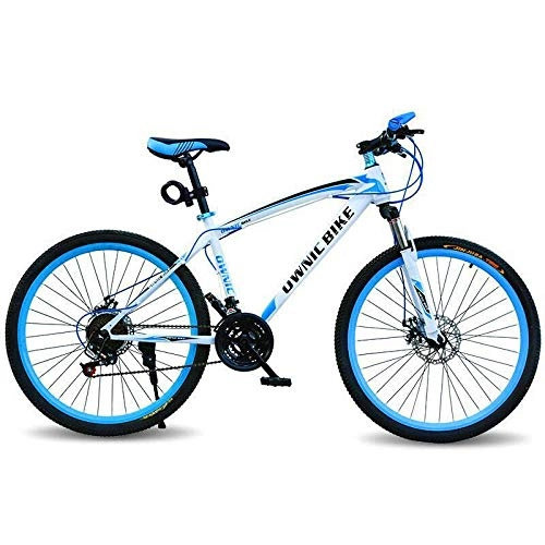 Mountainbike : laonie Mountain Bike Adult Variable Speed Men's and Women's 26 inch Off-Road Racing Light Student Gift Bicycle-White Blue_26 inches x 17 inches