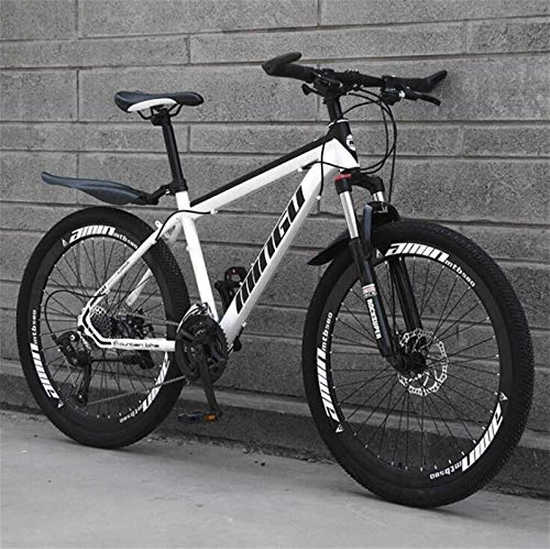 Mountainbike : LBWT 26 Zoll Mountainbike, Unisex Off-Road Radfahren, Doppelaufhebung, High-Carbon Stahl, Geschenke (Color : White, Size : 24 Speed)