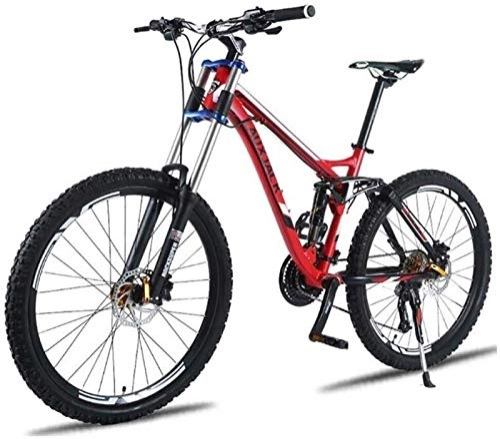 Mountainbike : LBWT Outdoor MTB Bike, 26 Zoll Männer Mountainbikes, High Carbon Stahl, Aluminium Rahmen, Doppelaufhebung, Mit Doppelscheibenbremse (Color : Red, Size : 24 Speed)