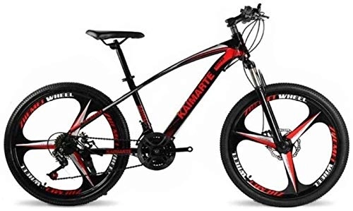 Mountainbike : LBWT Unisex Mountainbike, 26 Zoll Erwachsener Gelände Fahrräder, High-Carbon Stahlrahmen, 21 / 24 / 27 Geschwindigkeit, 3-Speichen-Räder, Geschenke (Color : Red, Size : 24 Speed)
