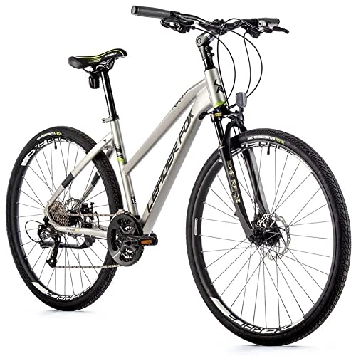Mountainbike : leichtes 28 Zoll Alu Leader Fox Toscana Lady Bike Shimano 27 Gang Disc Silber Rh51cm