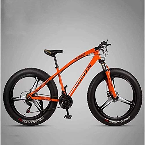Mountainbike : LFSTY Hardtail Mountainbike, High-Carbon Stahlrahmen 4.0 Fat Tire Mountain Trail Bike, Männer Frauen Gebirgsfahrrad mit Doppelscheibenbremse, Red, 21 Speed