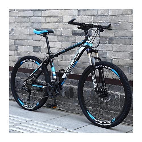 Mountainbike : LHQ-HQ Mountainbike 24 Zoll Aluminium Leichtes 27-Gang-Speichenrad, Für Frauen, Jugendliche, Erwachsene, Black and Blue