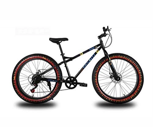 Mountainbike : LJLYL 26-Zoll-Mountainbike für Erwachsene, Doppelscheibenbremse Fat Tire Mountain Trail Fahrrad, Hardtail Mountainbike, Rahmen aus kohlenstoffhaltigem Stahl, Schwarz, 27 Speed