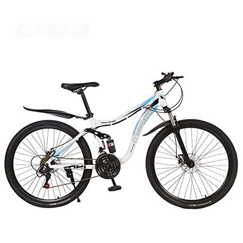 Mountainbike : LJLYL 26-Zoll-Räder Mountainbike-Fahrrad, Rahmen aus hochkohlenstoffhaltigem Stahl MTB Bike Dual Suspension Mit verstellbarem Sitz, Doppelscheibenbremse, C, 21 Speed