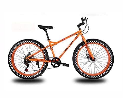 Mountainbike : LJLYL 26-Zoll-Räder Mountainbike für Erwachsene, Fat Tire Hardtail-Fahrrad, Rahmen aus kohlenstoffhaltigem Stahl, Doppelscheibenbremse, Orange, 27 Speed
