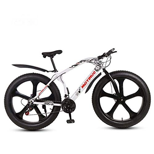 Mountainbike : LJLYL Mountainbike-Fahrrad, 26-Zoll-Räder Fat Tire MTB Bike Hardtail, Rahmen aus kohlenstoffhaltigem Stahl, Doppelscheibenbremse, B, 21 Speed