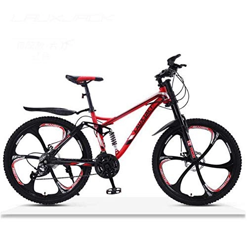 Mountainbike : LJLYL Mountainbike-Fahrrad für Erwachsene, Vollfederung, Rahmen aus hohem Kohlenstoffstahl, Doppelscheibenbremse, Aluminiumlegierungsräder, B, 24 inch 24 Speed