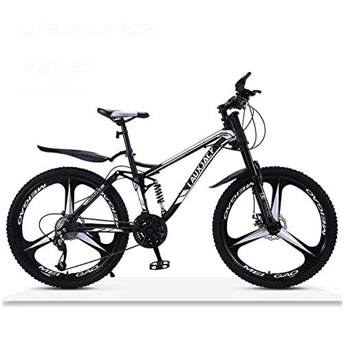 Mountainbike : LJLYL Mountainbike-Fahrrad für Erwachsene, Vollfederung, Rahmen aus Kohlenstoffstahl, stoßdämpfende Vordergabel, Doppelscheibenbremse, Aluminiumlegierungsräder, C, 26 inch 24 Speed
