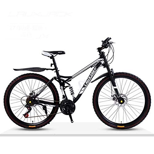 Mountainbike : LJLYL Mountainbike-Fahrrad, Vollfederung, Rahmen aus hohem Kohlenstoffstahl, stoßdämpfende Vordergabel, Doppelscheibenbremse, C, 26 inch 21 Speed