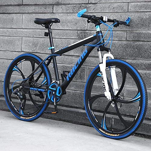 Mountainbike : LJLYL Mountainbike für Erwachsene Männer und Frauen, MTB-Fahrradrahmen aus Kohlenstoffstahl mit Doppelscheibenbremse, Aluminiumlegierungsräder, D, 24 inch 21 Speed