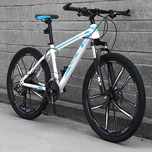 Mountainbike : LJLYL Mountainbike für Erwachsene, Rahmen aus Hardtail-MTB mit hohem Kohlenstoffstahlrahmen, stoßdämpfende Vorderradgabel, Doppelscheibenbremse, Aluminiumlegierungsräder, A, 26 inch 27 Speed