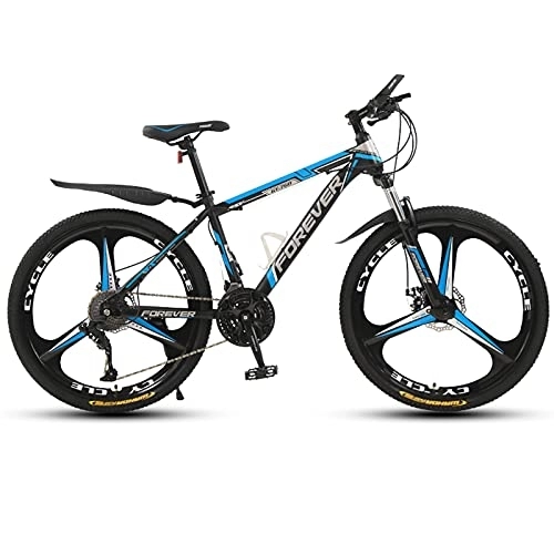 Mountainbike : LLF Fahrrad, Faltende Dämpfung Mountainbike 24 Zoll, 3 Messer Räder 21 / 24 / 27 / 30 Geschwindigkeitsräder Dual Suspension Lightweight Fahrrad für Erwachsene(Size:27 Speed, Color:Blau)