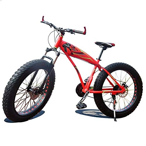 Mountainbike : Llpeng 4.0 Breitreifen Thick Rad Mountainbike, Motorschlitten ATV Off-Road-Fahrrad, 24 Zoll-7 / 21 / 24 / 27 / 30 Drehzahl (Color : Red, Size : 24)