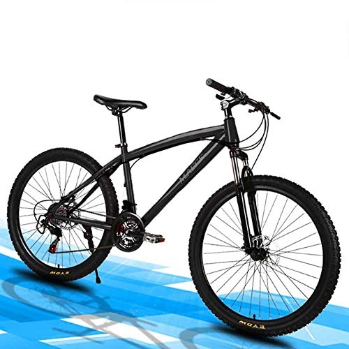 Mountainbike : LOISK 24 Zoll Freizeitradfahren Mountainbikes Leichte Rennrad Doppelscheibenbremse Rahmen aus kohlenstoffhaltigem Stahl Gabel Stoßdämpfung Unisex, Schwarz, 27 Speed