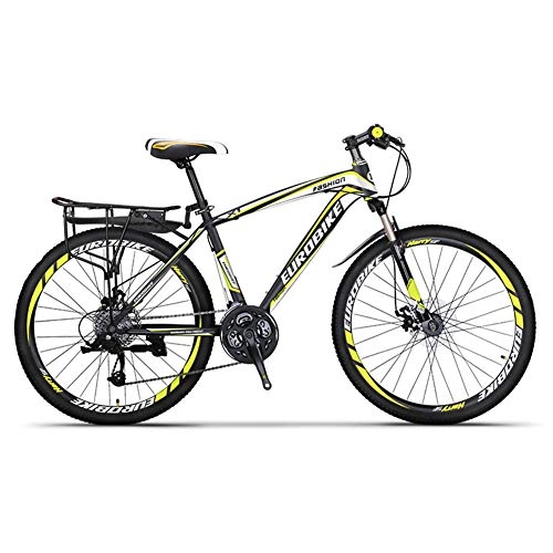 Mountainbike : LOISK 27.5 Zoll speichenrad Doppelscheibenbremse Freizeitradfahren Mountainbikes Rennrad Doppelte Stodmpfung Rahmen aus kohlenstoffhaltigem Stahl, Black Yellow Broken Wind Wheel