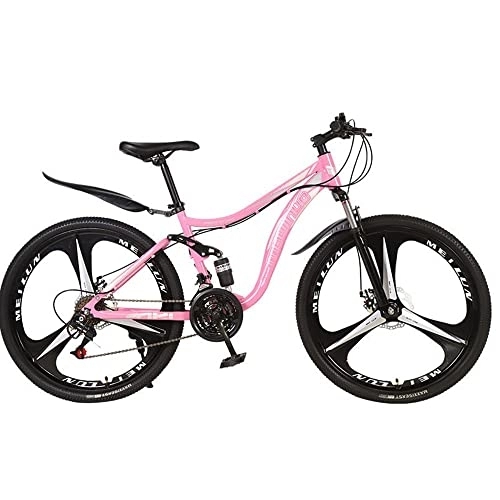 Mountainbike : Lovexy 24 Zoll Mountainbike, 21-Gang-Fahrrad, Rahmen Aus Karbonstahl, Doppelte Vollfederung, Doppelte Scheibenbremse, Fully MTB für Jungen, Mädchen,