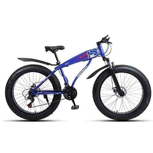 Mountainbike : Lovexy 26 Zoll Mountainbike, 21 / 24 / 27 Gang-Schaltung Erwachsene Fette Reifen Fahrrad, Rahmen aus Kohlenstoffstahl, Gabel-Federung mit Lockout-Funktion, Jungen-Fahrrad