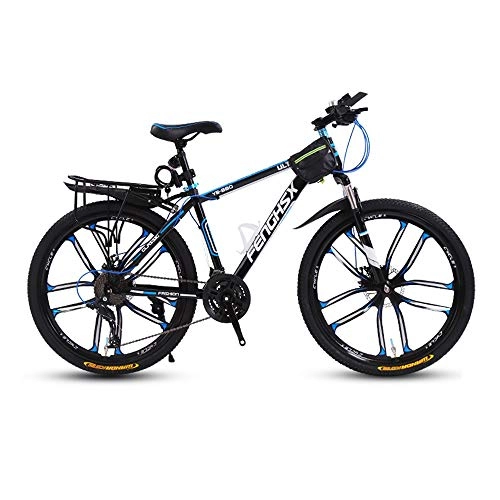 Mountainbike : LRHD Mountain Bike 24 / 26 Zoll High-Carbon Stahlrahmen Fahrrad-Gabel Federung 10 Messer Rder Doppelscheibenbremse Rennen Fahrrad MTB Fahrrad Rennrad Outdoor Radfahren, 21 Speed (schwarz und blau)
