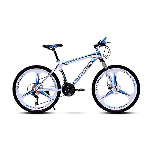 Mountainbike : LRHD Mountainbike hochgekohlt Stahlrahmen Fahrrad-Gabel Federung 3 Messer Rder Doppelscheibenbremse Rennrad 24 / 26 Zoll MTB Bike Rennrad Outdoor Radfahren, 21 Speed (blau) (Gre : X-Large)