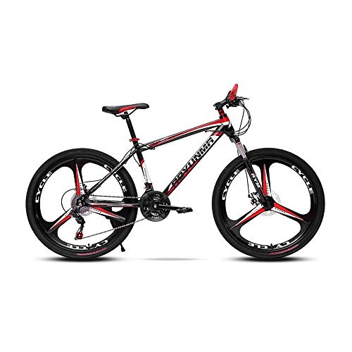 Mountainbike : LRHD Mountainbike hochgekohlt Stahlrahmen Fahrrad-Gabel Federung 3 Messer Rder Doppelscheibenbremse Rennrad 24 / 26 Zoll MTB Bike Rennrad Outdoor Radfahren, 21 Speed (Red) (Gre : X-Large)