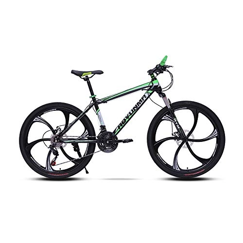 Mountainbike : LRHD Mountainbike hochgekohlt Stahlrahmen Fahrrad-Gabel Federung 6 Messer Rder Doppelscheibenbremse Rennrad 24 / 26 Zoll MTB Bike Rennrad Outdoor Radfahren, 21 Speed (Grn) (Gre : L)