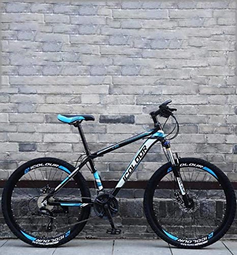 Mountainbike : LUO Fahrrad, Soft Tail Folding Mountainbike, Doppelscheibenbremse / Rahmenrahmen Mit Hohem Kohlenstoffgehalt, Offroad-Strand-Schneemobilfahrrad, 26-Zoll-Räder, Blau, 21-Gang