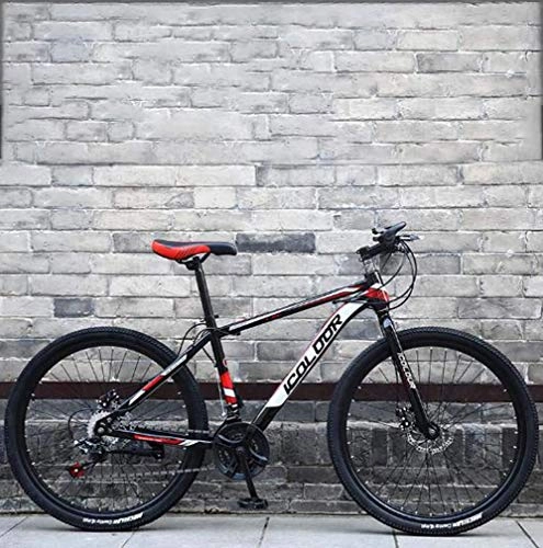 Mountainbike : LUO Fahrrad, Zusammenklappbares Mountainbike Mit Variabler Geschwindigkeit, Rahmenräder Aus Aluminiumlegierung, Strand-Schneemobilfahrrad Mit Doppelscheibenbremse, 26-Zoll-Räder, Rot, 24-Gang