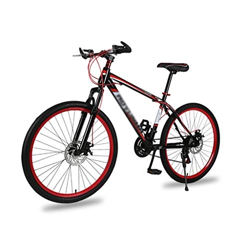 Mountainbike : LYEC3 Mountainbike 26 Zoll (66 cm), Stoßdämpfung, Doppelscheibenbremse mit Vorderradaufhängung, verstellbarer Sitz, 21-Gang-Hartstahl, harter Schwanz, Fahrrad für Erwachsene und Kinder (rot)