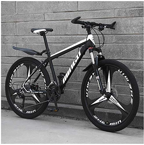 Mountainbike : Lyyy 24-Zoll-Mountainbikes, Mens-Frauen-Carbon Steel Fahrrad, 30-Gang-Schaltung All Terrain Mountain Bike mit Doppelscheibenbremse YCHAOYUE (Color : 30 Speed, Size : Black 3 Spoke)