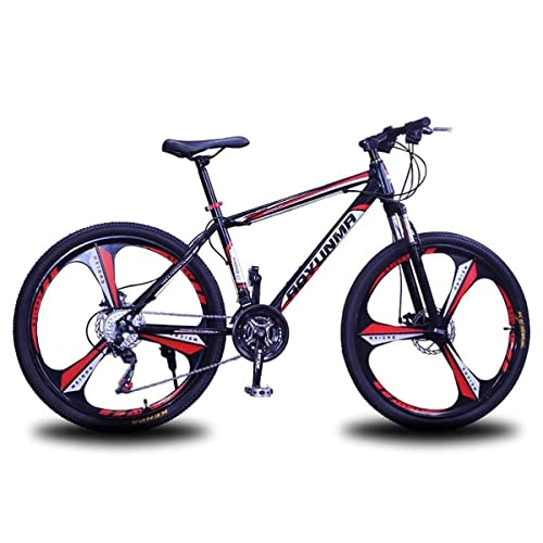 Mountainbike : LZZB Mountainbike mit Carbonstahlrahmen 21 / 24 / 27 Speed ​​Fahrrad 26 Zoll Räder mit Doppelscheibenbremse Unisex (Größe: 24 Speed, Farbe: Grün) / Rot / 21 Speed