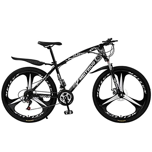 Mountainbike : MENG 26-Zoll-Mountainbike 21 / 24 / 27-Gang-Fahrrad-Kohlenstoffstahl-Rahmen Mit Doppelscheiben-Brems- Und Federgabel (Größe: 24 Geschwindigkeit, Farbe: Schwarz) / Schwarz / 24 Geschwindigkeit