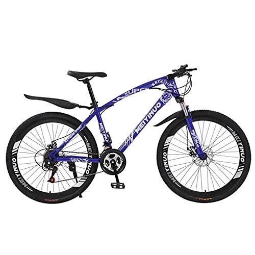 Mountainbike : MENG Mountainbikes 21 / 24 / 27 Geschwindigkeit Doppelscheibenbremse 26 Zoll Speichenräder Fachen Kohlenstoffstahlrahmen Mit Federgabel (Größe: 24 Geschwindigkeit, Farbe: Weiß) / Blau / 21 Geschwindigkeit