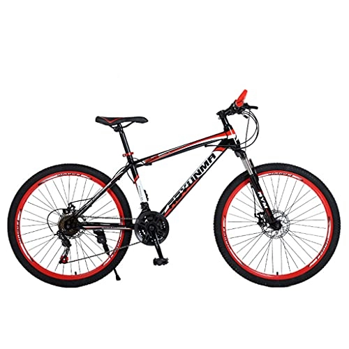 Mountainbike : Mountain Bike Fahrrad mit verdicktem Rahmen aus Kohlenstoffstahl mit Doppelscheibenbremse (24 / 26 Zoll 21 / 24 / 27 Gänge weiß und blau; schwarz und grün; schwarz und rot; schwarz und weiß)