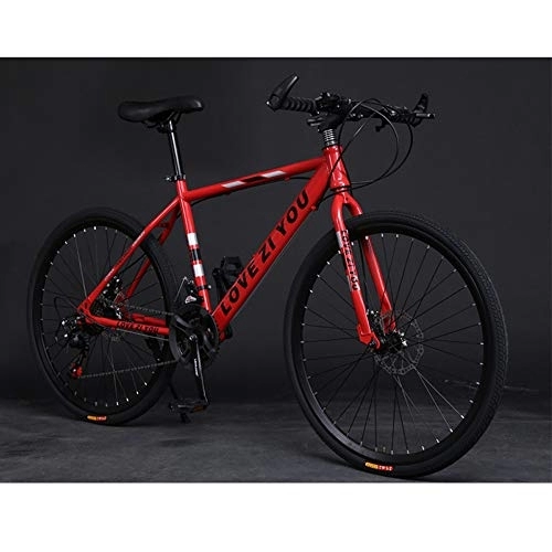 Mountainbike : Mountain Bike für Erwachsene, Carbon SteelMountainbike 21-Gang-Fahrrad, Vollfederung, MTB-Getriebe, Doppelscheibenbremsen, Mountainbike, D-24 Zoll, 27 Geschwindigkeiten